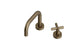 Contour One Handle Deck Mount Squaretop Lavatory Faucet with Soft Cross Handle in Antique Brass