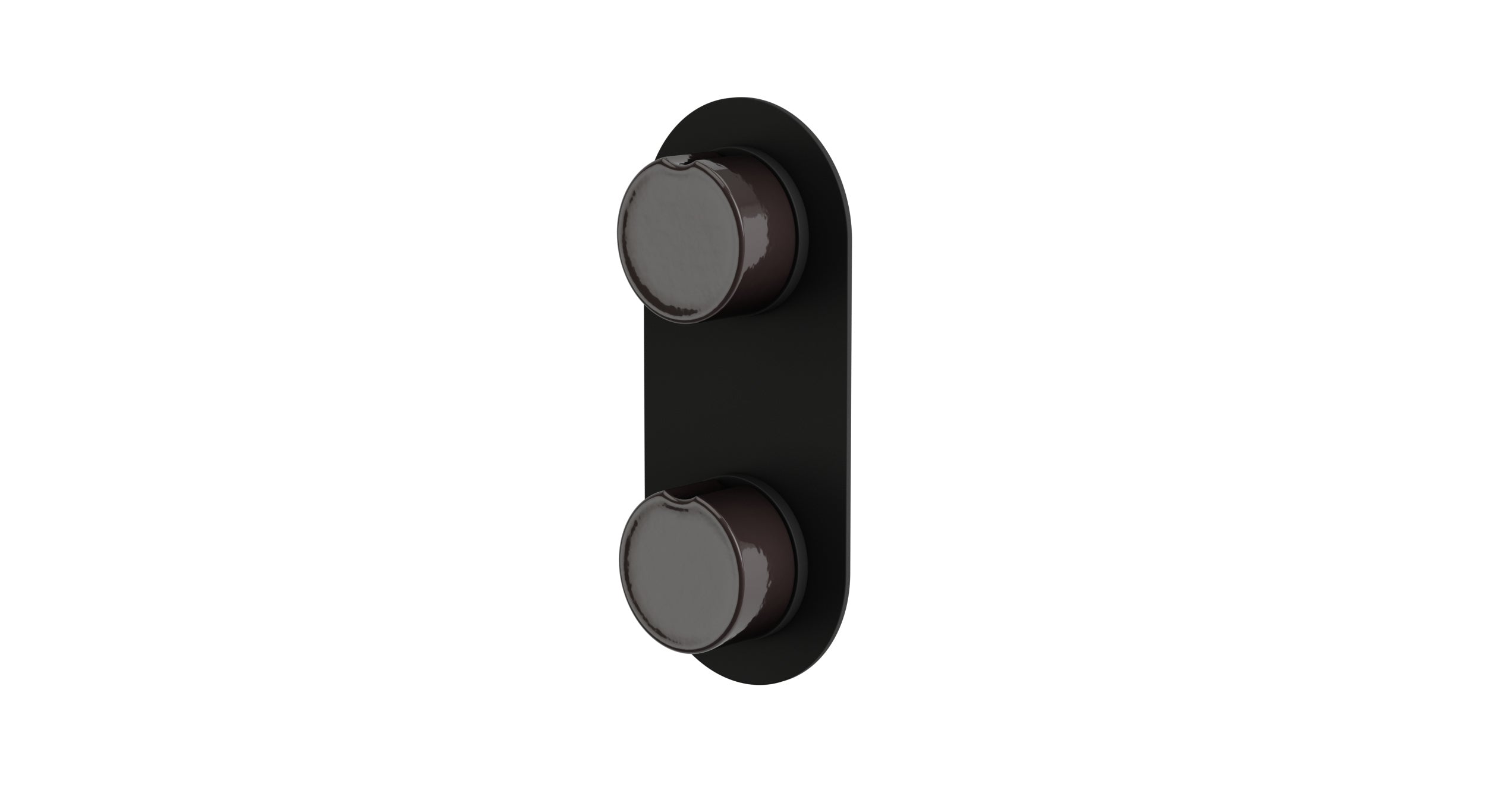 Foundry Two Handle Wall Mount Shower Trim with Groove Ceramic Knob Handles in Matte Black