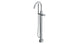 Flatiron One Handle Floor Mount Gooseneck Bath Trim with Hand Shower and Linear Cross Handle in Polished Chrome