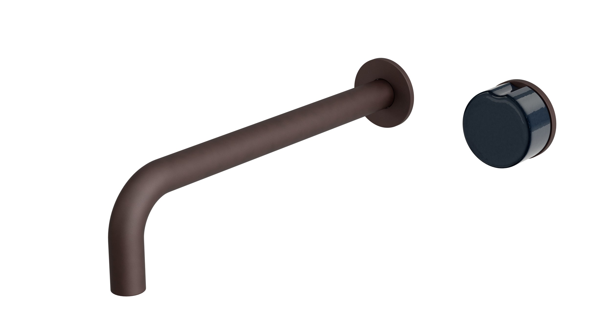 Foundry One Handle Wall Mount 10" Lavatory Faucet with Groove Ceramic Knob Handle in Architectural Copper