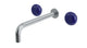 Foundry Two Handle Wall Mount 10" Lavatory Faucet with Pebble Ceramic Knob Handles in Satin Chrome