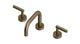 Contour Two Handle Deck Mount Squaretop Lavatory Faucet with Soft Lever Handles in Antique Brass