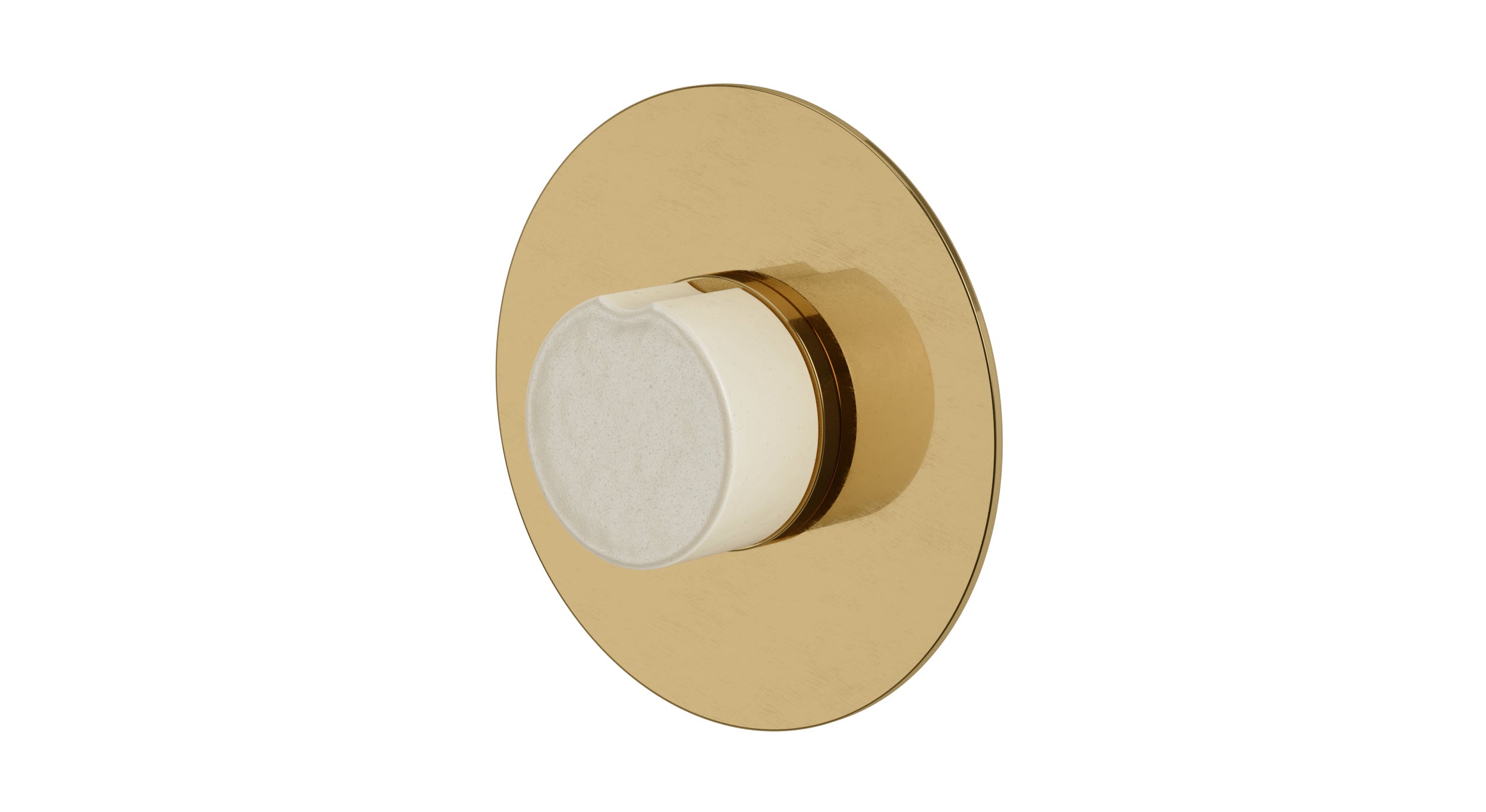 Foundry One Handle Wall Mount Shower Trim with Groove Ceramic Knob Handle in Uncoated Polished Brass