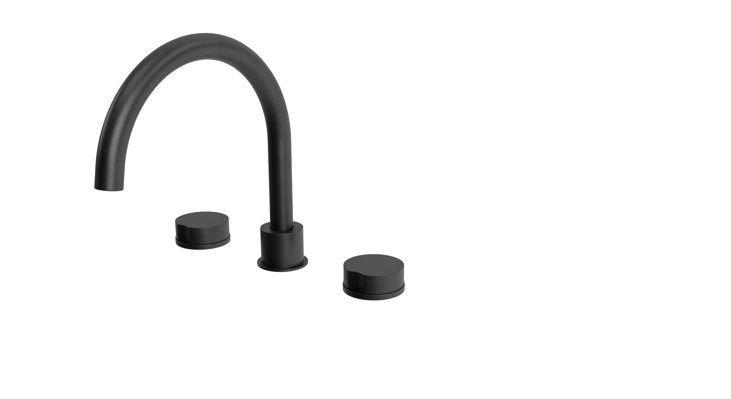 Foundry Two Handle Deck Mount Gooseneck Bath Trim with Barrel Knob Handles in Oil Rubbed Bronze
