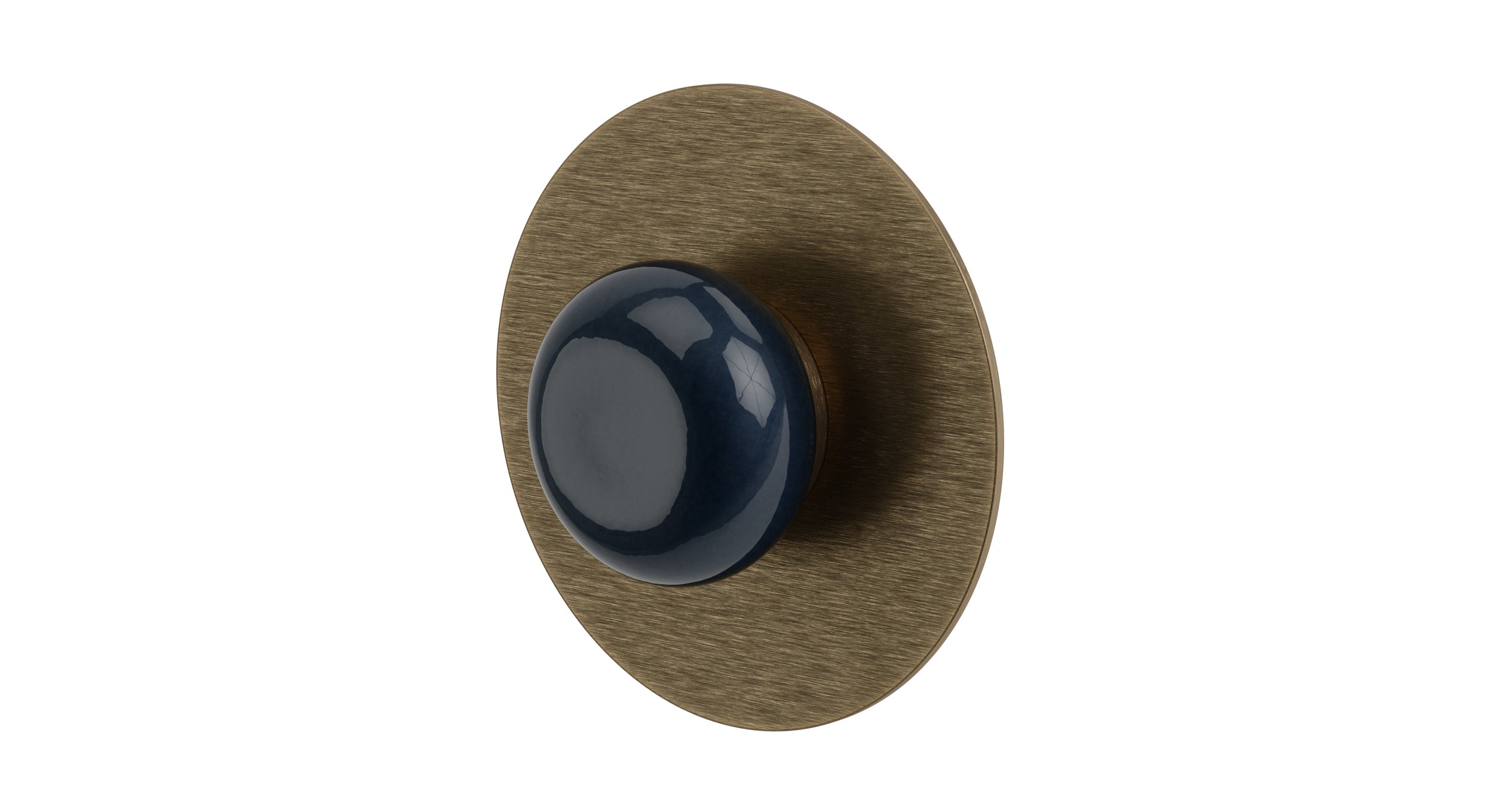 Foundry One Handle Wall Mount Shower Trim with Pebble Ceramic Knob Handle in Antique Brass