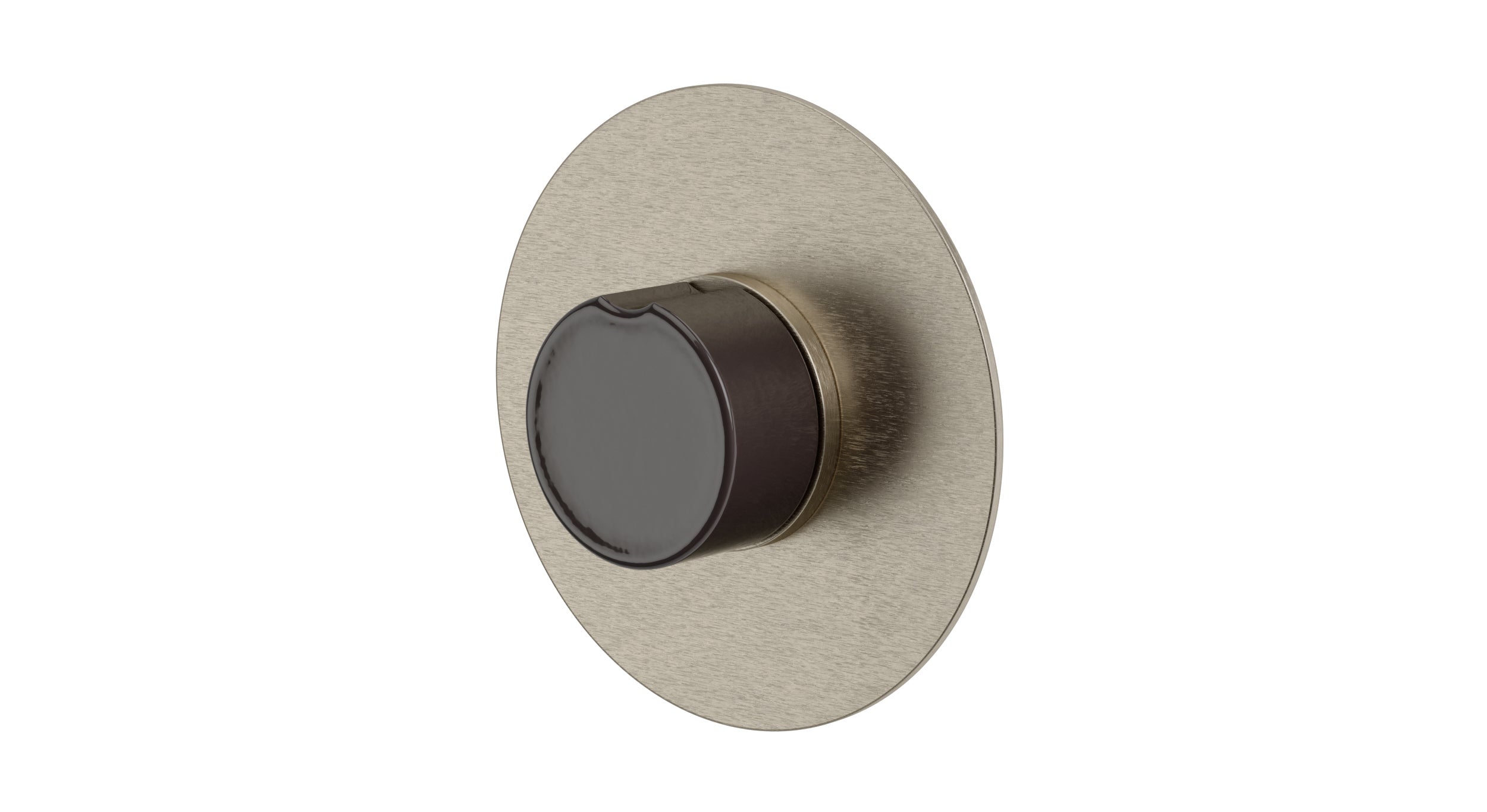 Foundry One Handle Wall Mount Shower Trim with Groove Ceramic Knob Handle in Satin Nickel