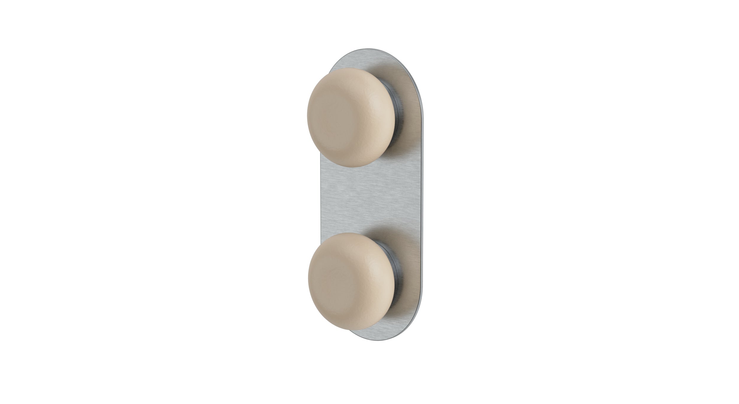 Foundry Two Handle Wall Mount Shower Trim with Pebble Ceramic Knob Handles in Satin Chrome