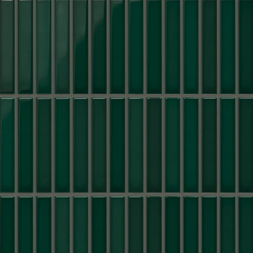 1x6 Straight Set Sheeted Original Ceramic Mosaic Tile in Evergreen Gloss
