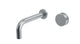 Foundry One Handle Wall Mount 7.5" Lavatory Faucet with Barrel Knob Handle in Satin Chrome