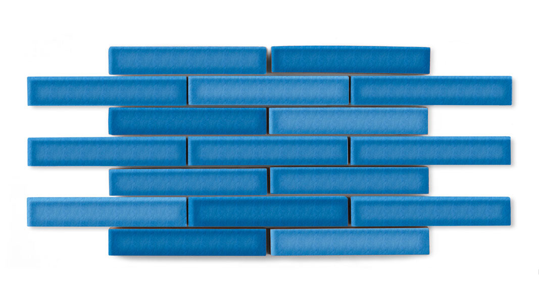 1x6 Half Offset Sheeted Original Ceramic Mosaic Tile in Aegean Sea Gloss