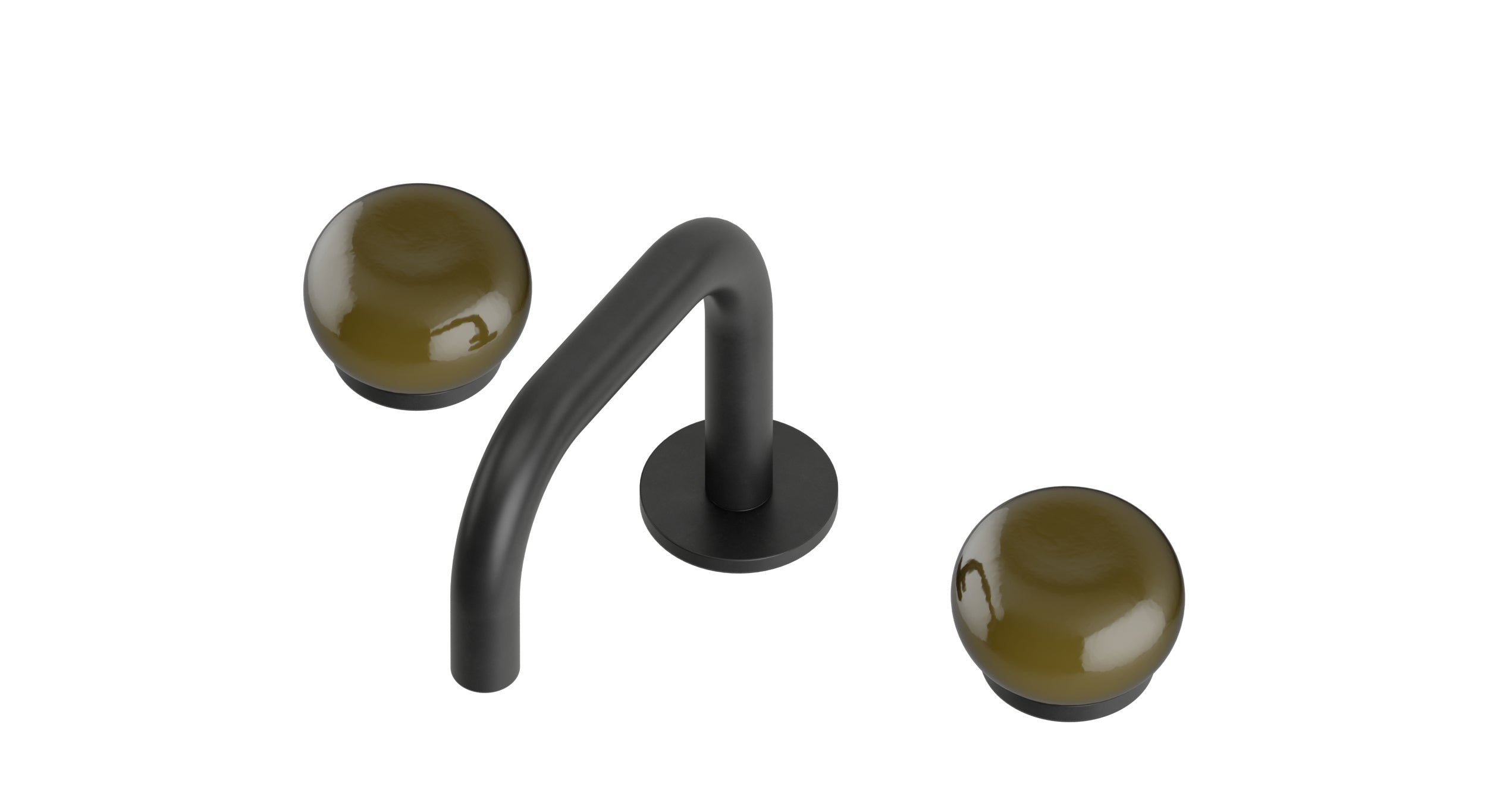 Foundry Two Handle Deck Mount Squaretop Lavatory Faucet with Pebble Ceramic Knob Handles in Oil Rubbed Bronze