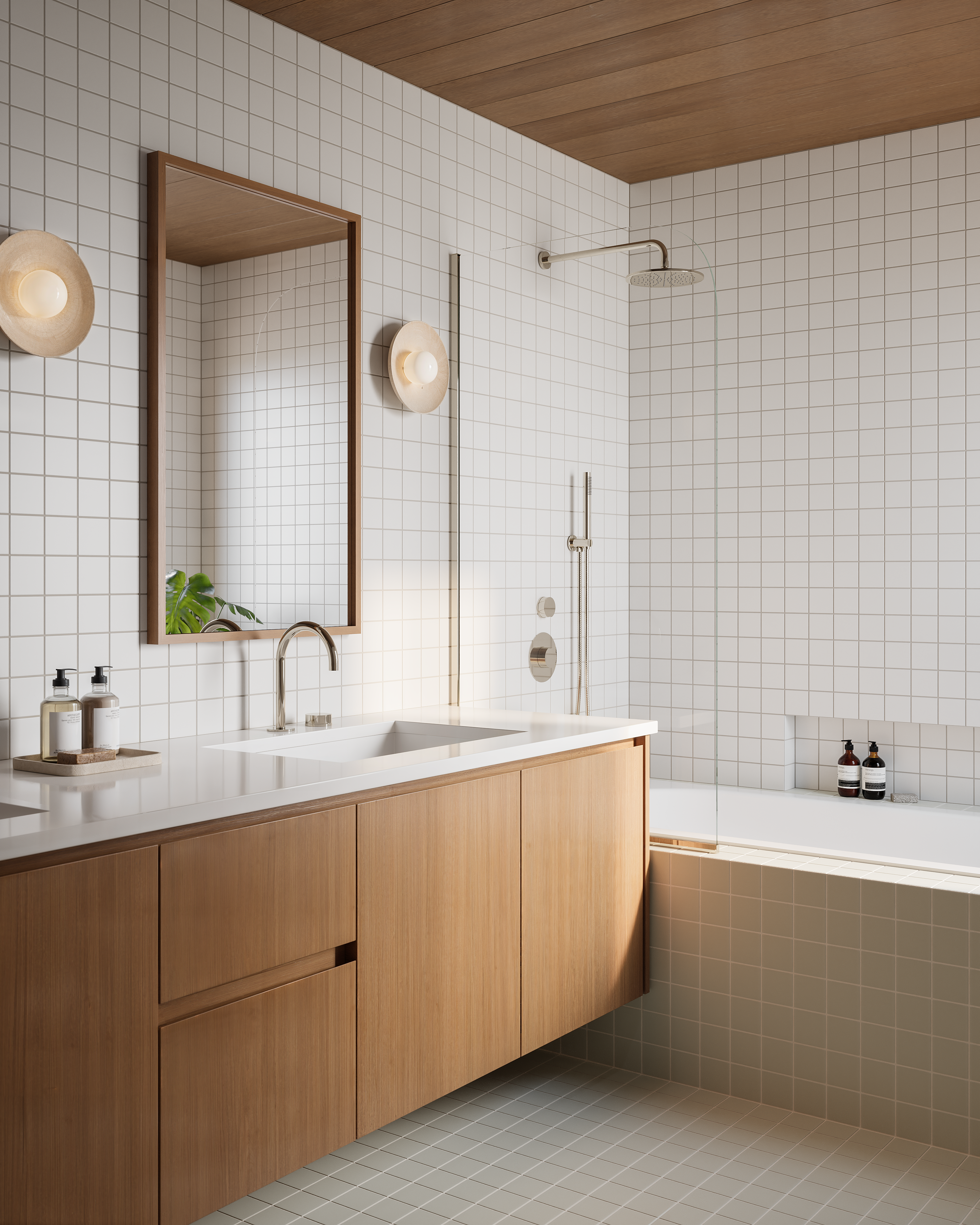 3x3 Straight Set Sheeted Natural Press Ceramic Mosaic Tile in Manzanita Matte