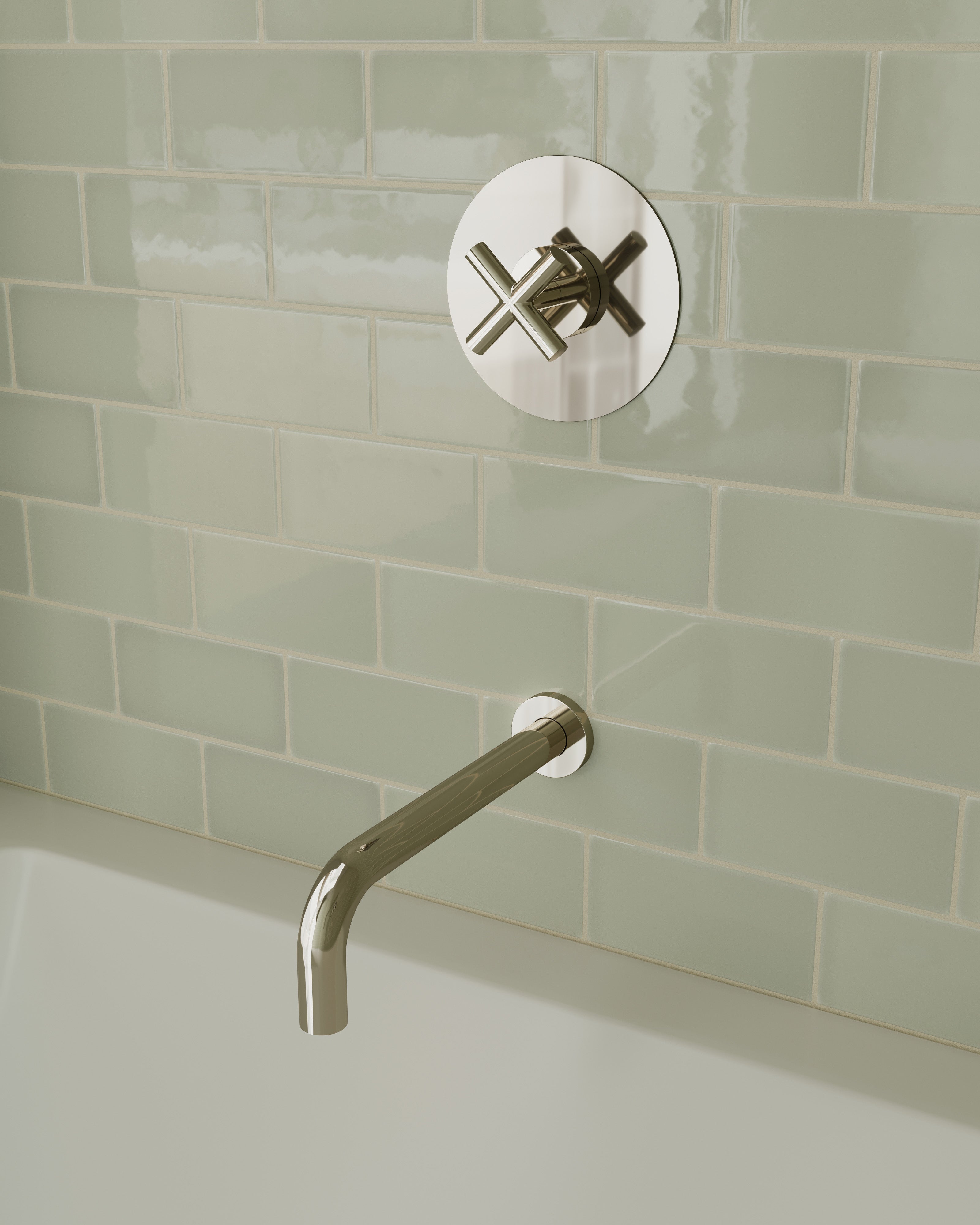 Contour Wall Mount 10" Spout in Polished Nickel