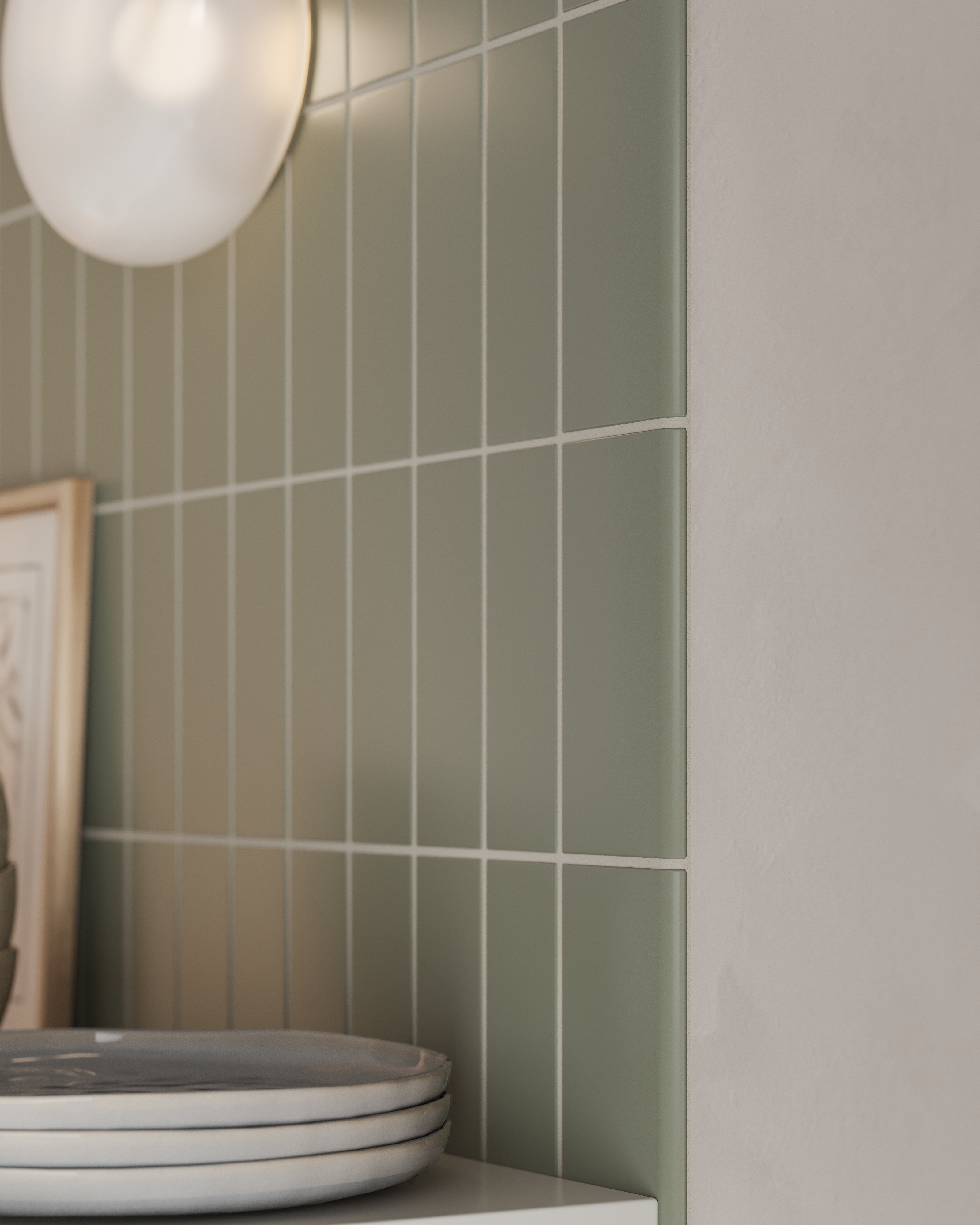 2x6 Natural Press Ceramic Tile in Fern Matte