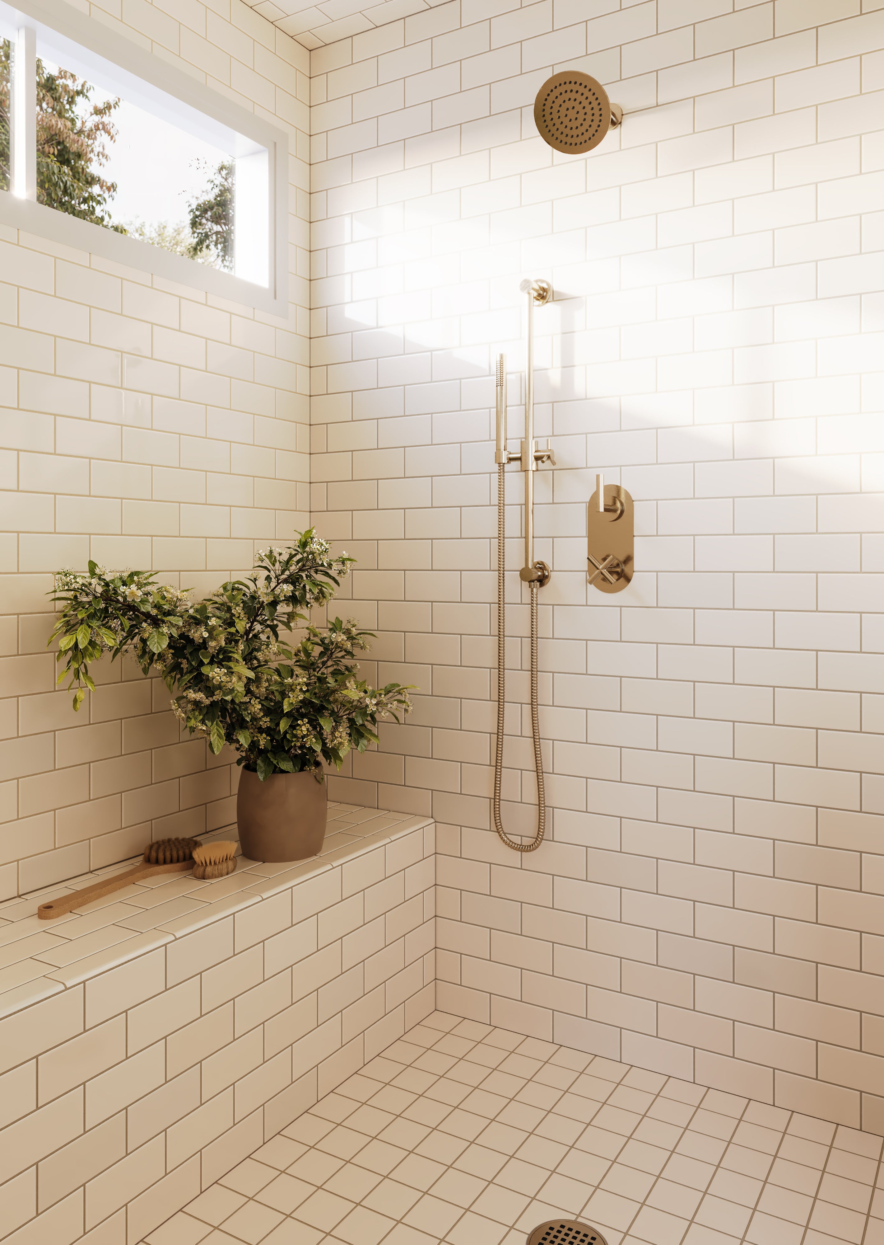3x3 Straight Set Sheeted Natural Press Ceramic Mosaic Tile in Full Sail Matte