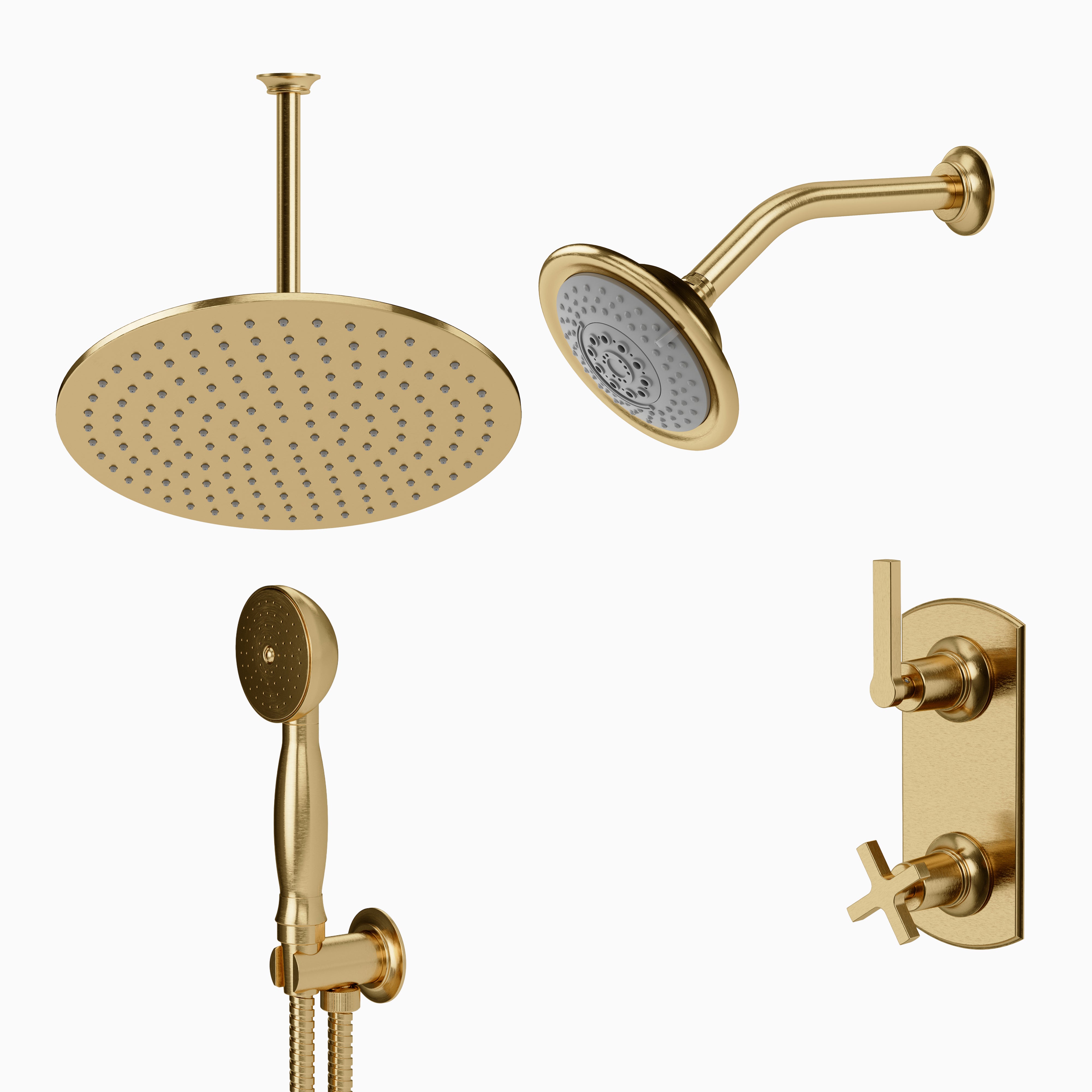 Emerson Thermostatic Shower/ Handshower / Rain Head - Lever Handle in Satin Brass