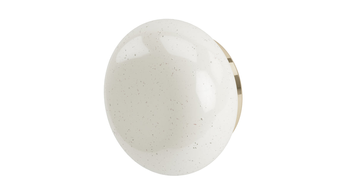Foundry One Handle Wall Mount Diverter/Volume Control Shower Trim with Pebble Ceramic Knob Handle in Polished Brass