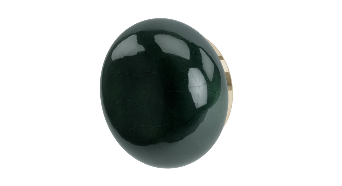 Foundry One Handle Wall Mount Diverter/Volume Control Shower Trim with Pebble Ceramic Knob Handle in Polished Brass