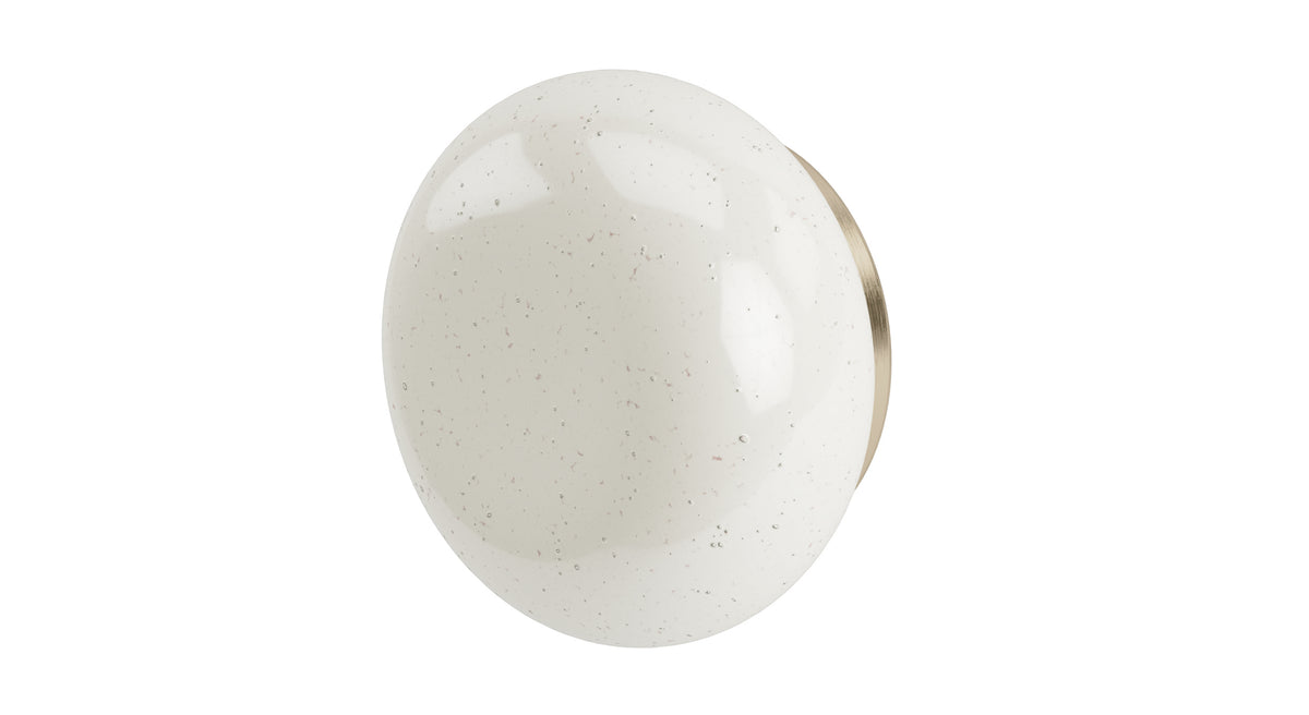 Foundry One Handle Wall Mount Diverter/Volume Control Shower Trim with Pebble Ceramic Knob Handle in Satin Brass