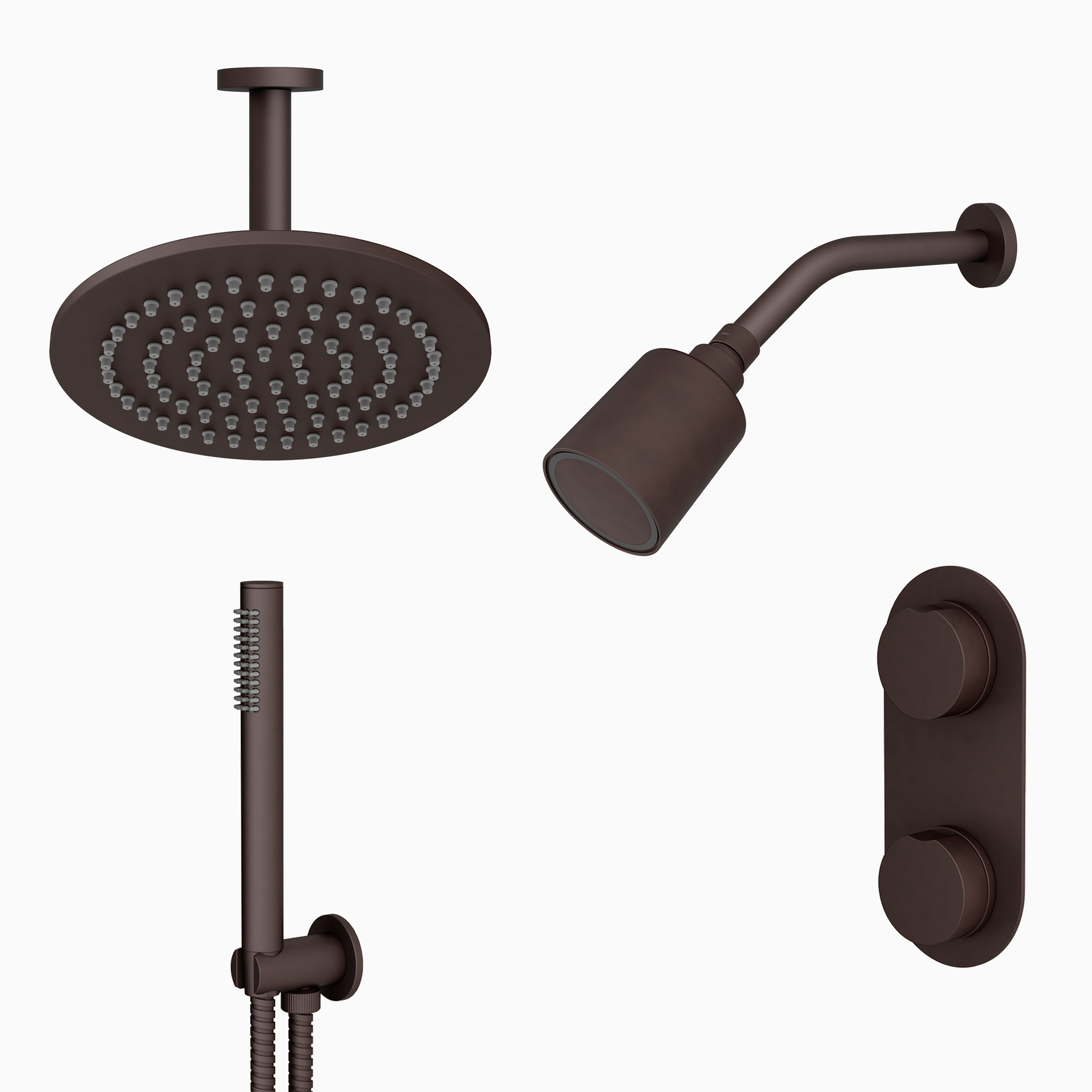 Foundry Thermostatic Shower/ Handshower / Rain Head - Knob Handle in Architectural Copper