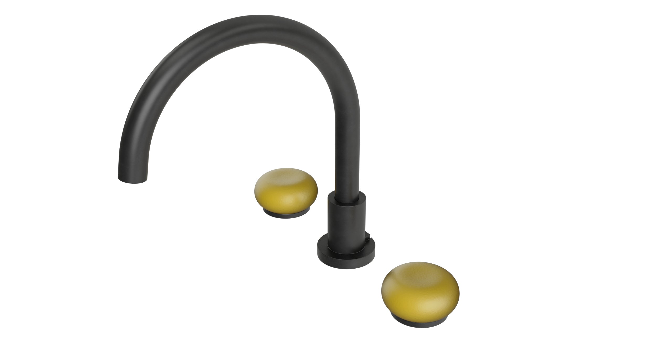 Foundry Two Handle Deck Mount Gooseneck Bath Trim with Pebble Ceramic Knob Handles in Oil Rubbed Bronze