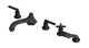 Emerson Three Handle Deck Mount Low Hexagon Bath Trim with Hand Shower and Classic Cross/Classic Lever Handles in Matte Black
