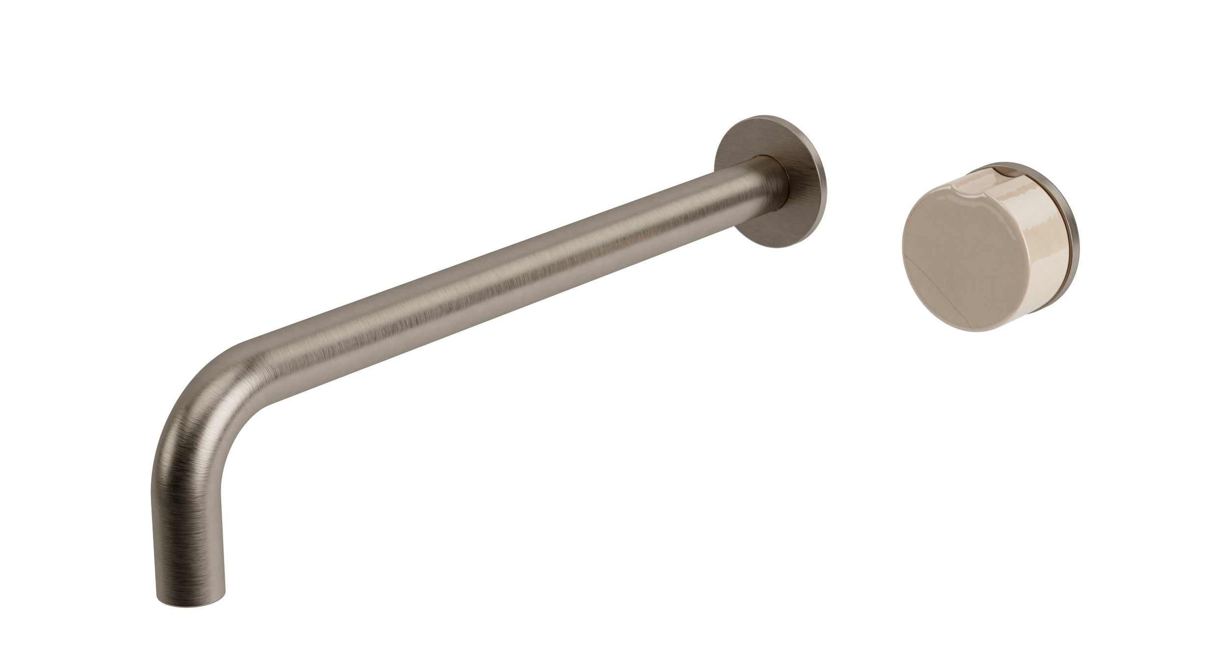Foundry One Handle Wall Mount 12" Lavatory Faucet with Pebble Ceramic Knob Handle in Antique Nickel