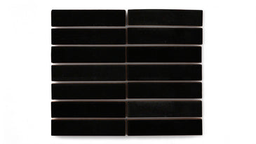 1x4 Straight Set Sheeted Original Ceramic Mosaic Tile in Raven Gloss