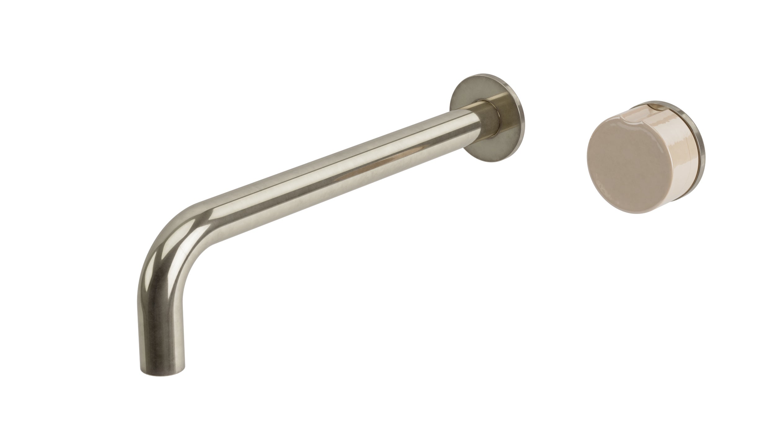 Foundry One Handle Wall Mount 10" Lavatory Faucet with Groove Ceramic Knob Handle in French Nickel