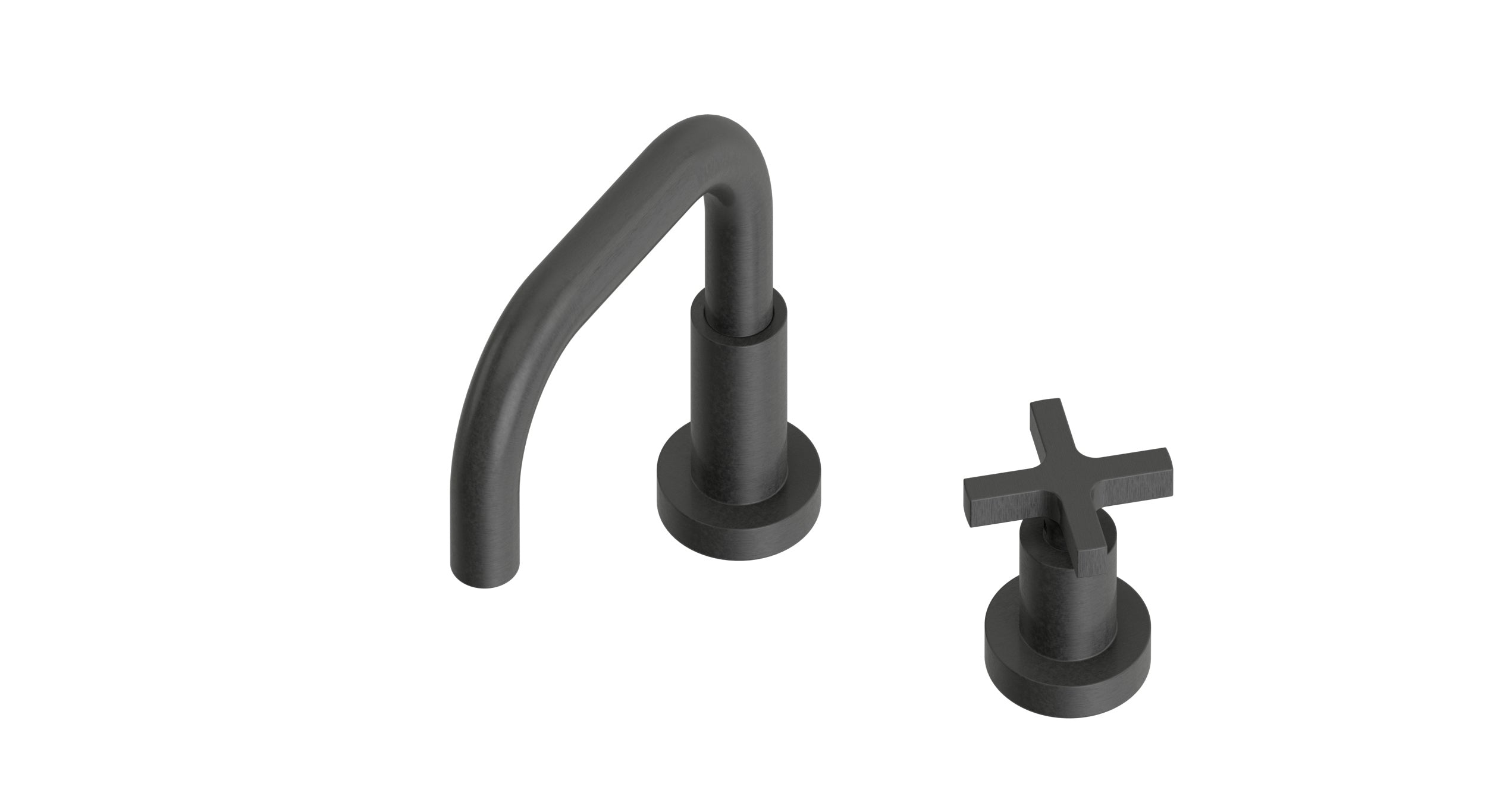 Flatiron One Handle Deck Mount Squaretop Lavatory Faucet with Linear Cross Handle in Blackened Nickel