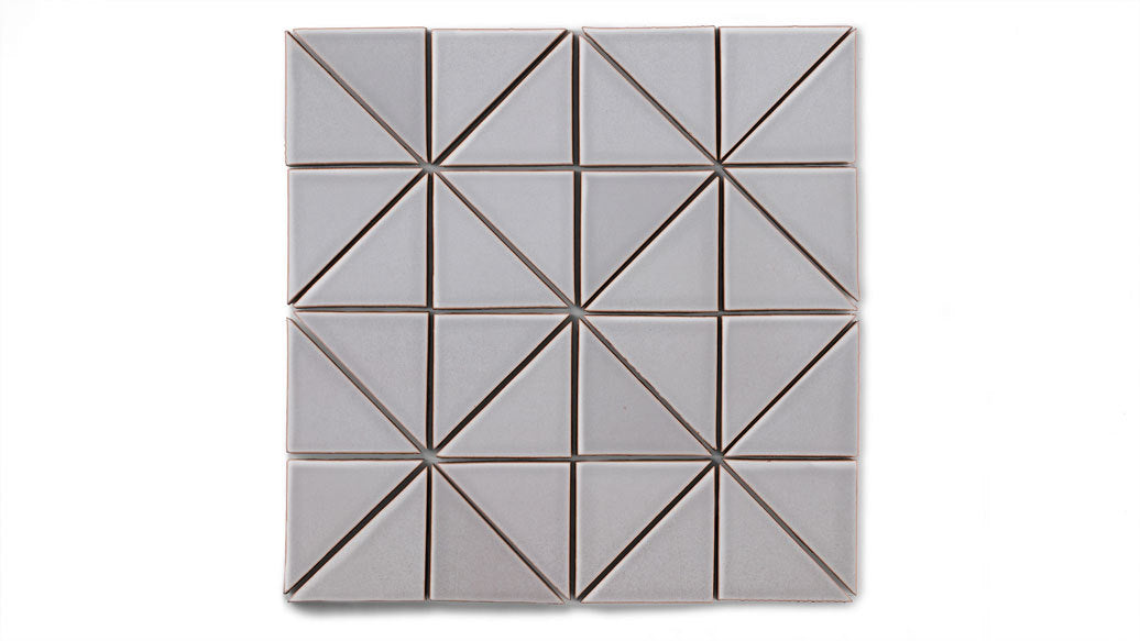 3" Triangle Sheeted - Quadrant Original Ceramic Mosaic Tile in Dust Storm Gloss