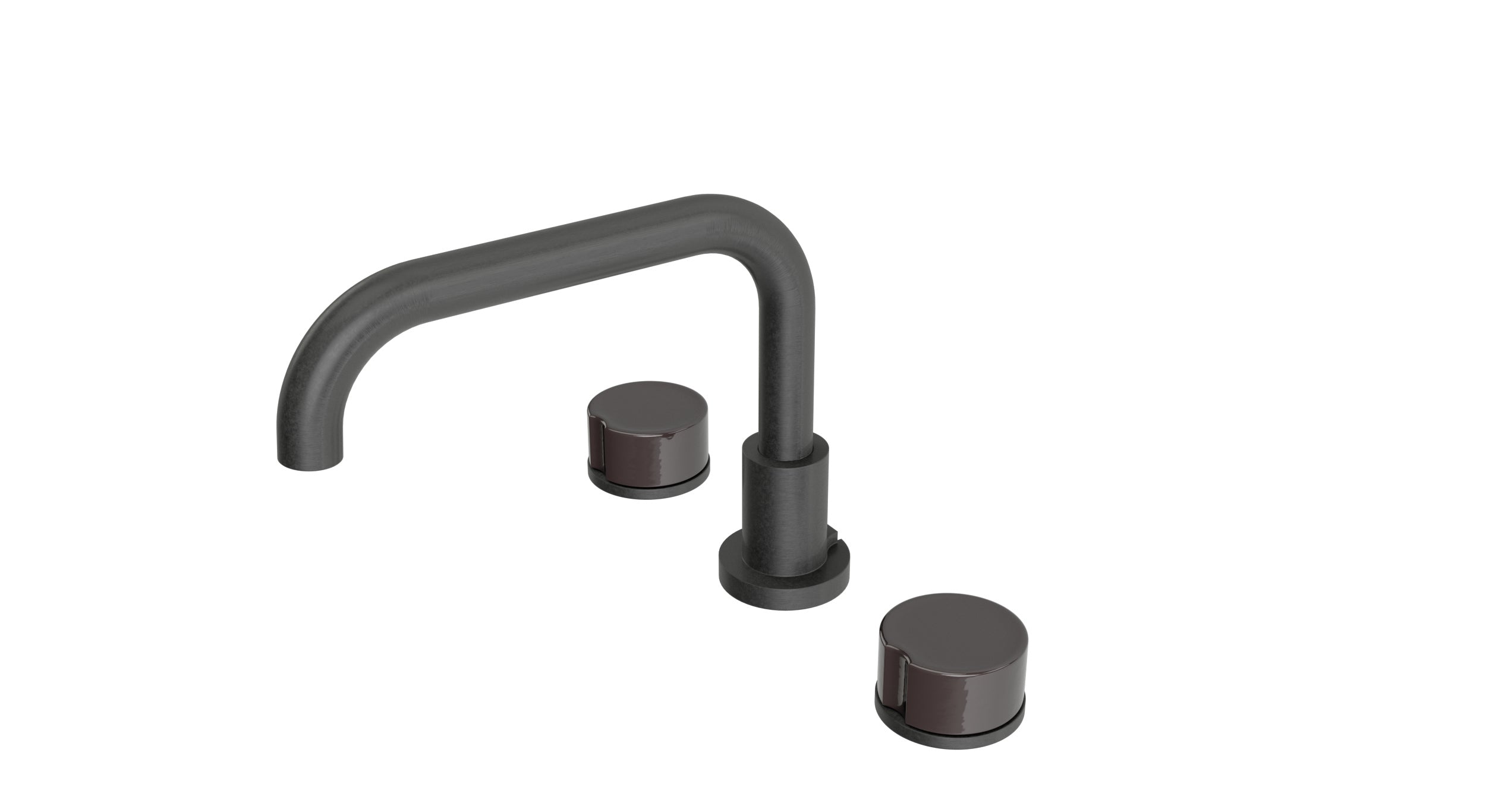 Foundry Two Handle Deck Mount Squaretop Bath Trim with Groove Ceramic Knob Handles in Blackened Nickel