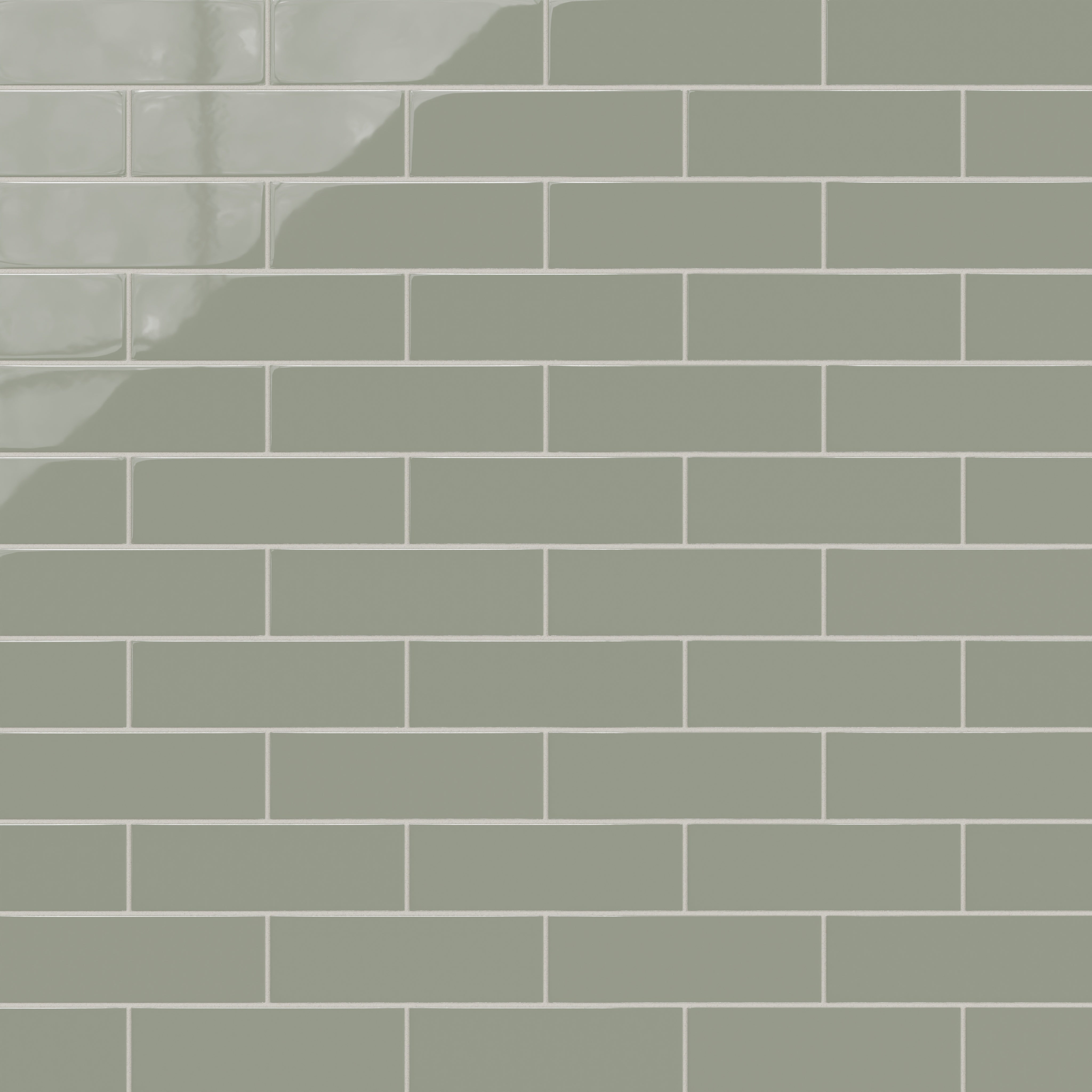 3x9 Natural Press Ceramic Tile in Terre Verte Gloss