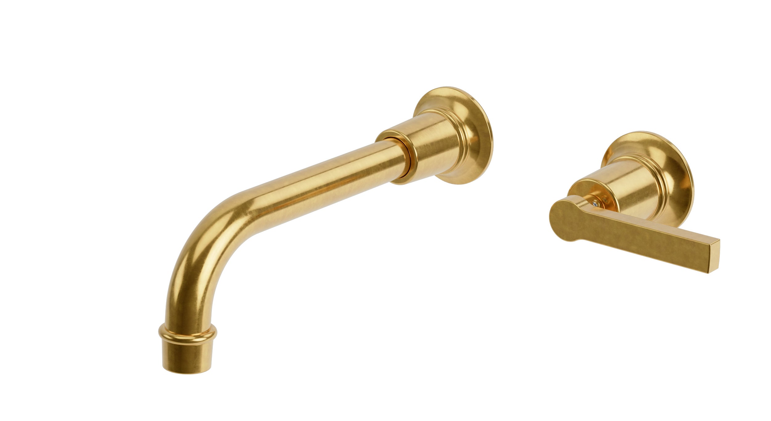 Emerson One Handle Wall Mount 8.25" Lavatory Faucet with Classic Lever Handle in French Brass