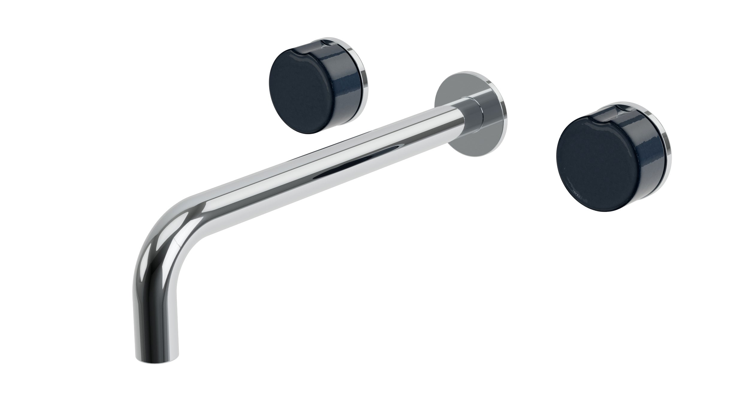 Foundry Two Handle Wall Mount 10" Lavatory Faucet with Groove Ceramic Knob Handles in Polished Chrome