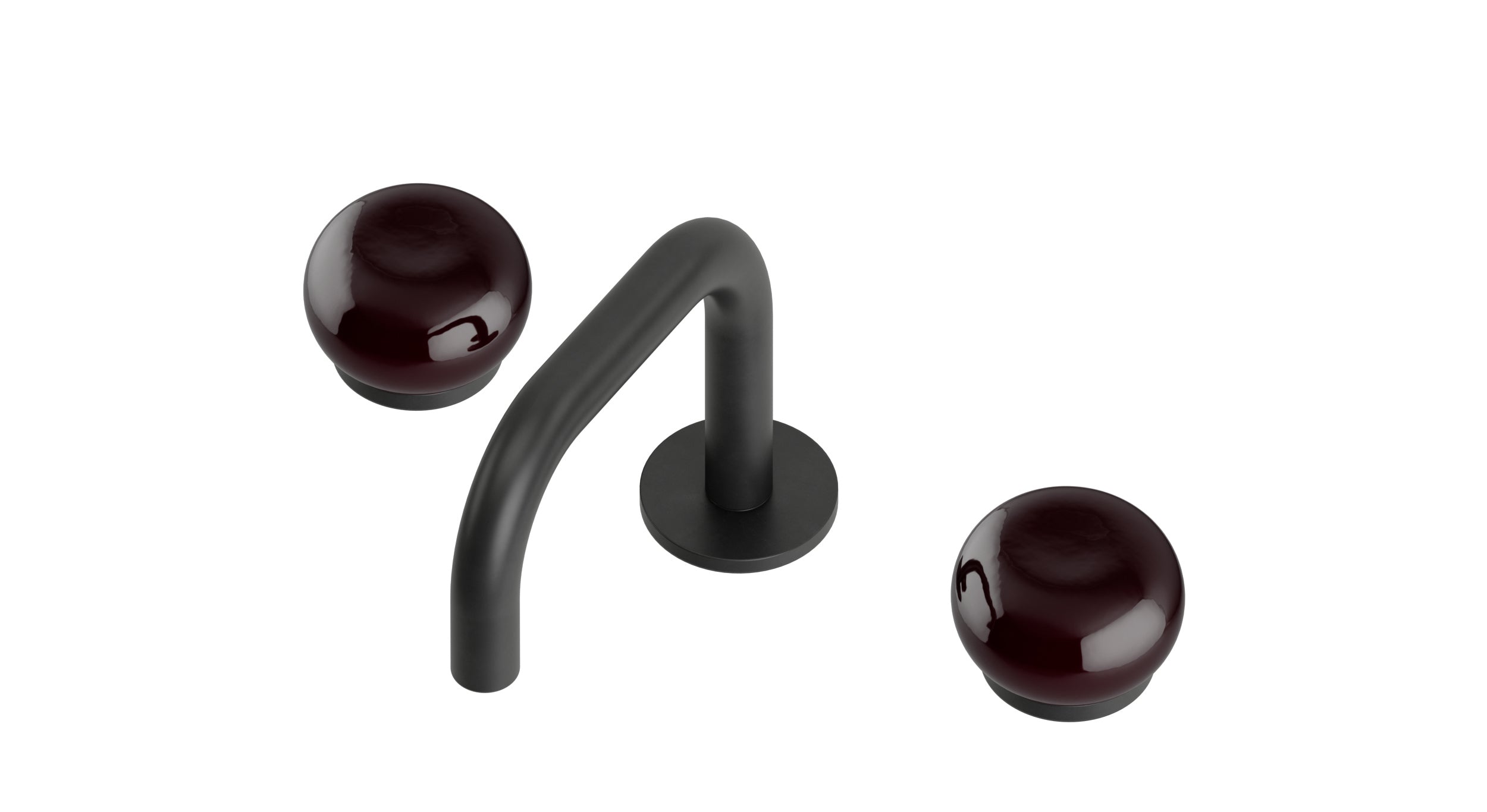 Foundry Two Handle Deck Mount Squaretop Lavatory Faucet with Pebble Ceramic Knob Handles in Oil Rubbed Bronze