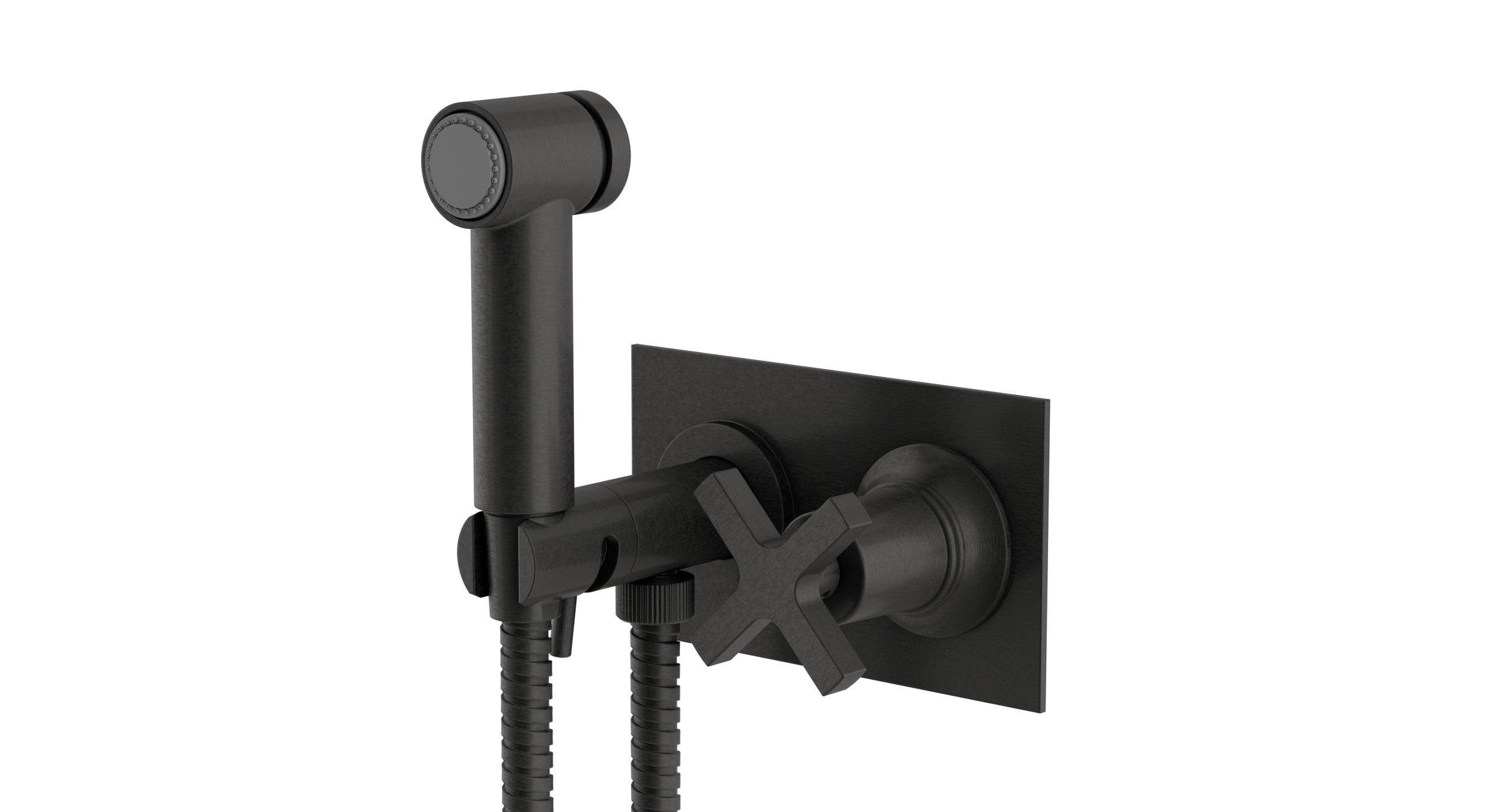 Emerson One Handle Wall Mount Bidet Trim with Classic Cross Handle in Blackened Nickel
