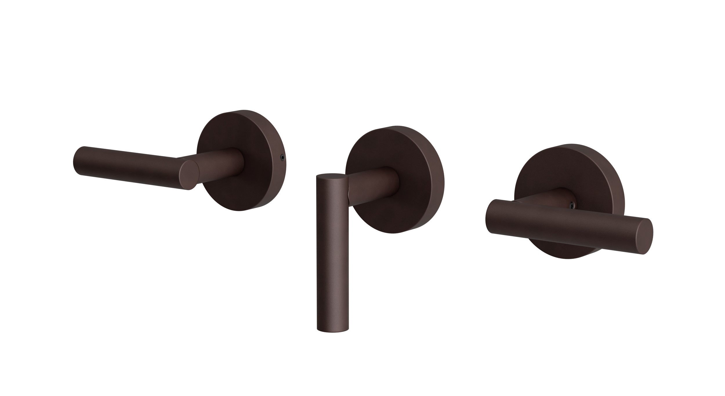 Contour Three Handle Wall Mount Bath Trim with Diverter/Volume Control and Soft Lever Handles in Architectural Copper