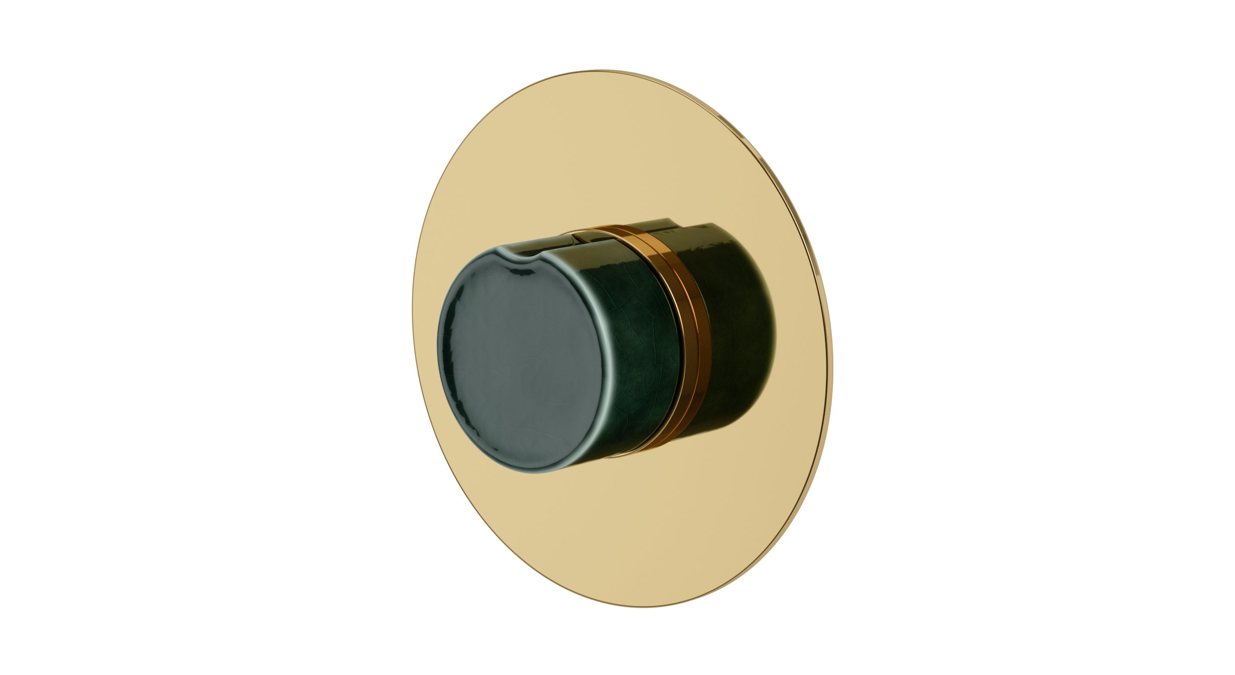 Foundry One Handle Wall Mount Shower Trim with Groove Ceramic Knob Handle in Polished Brass
