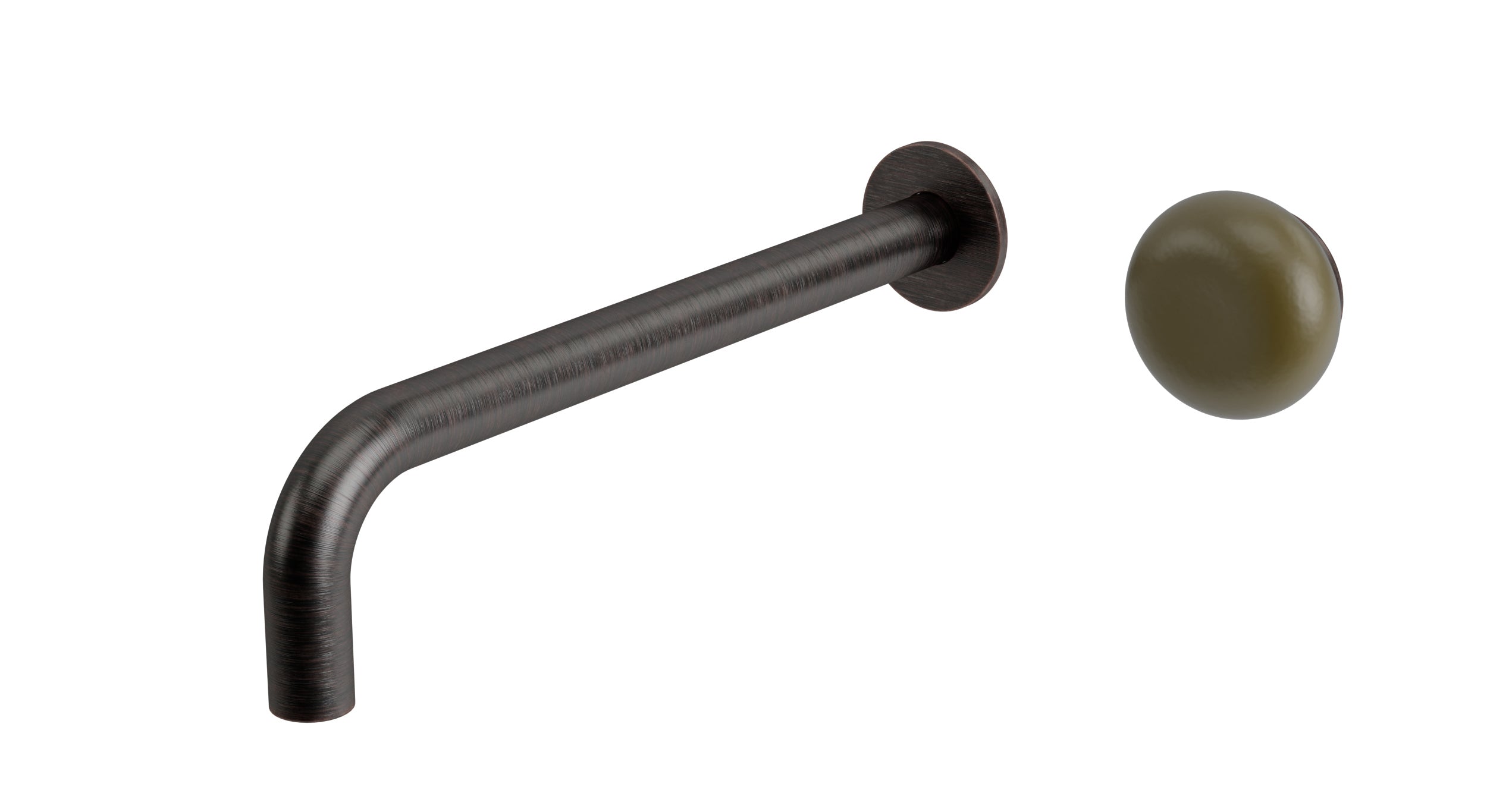 Foundry One Handle Wall Mount 10" Lavatory Faucet with Pebble Ceramic Knob Handle in Antique Bronze