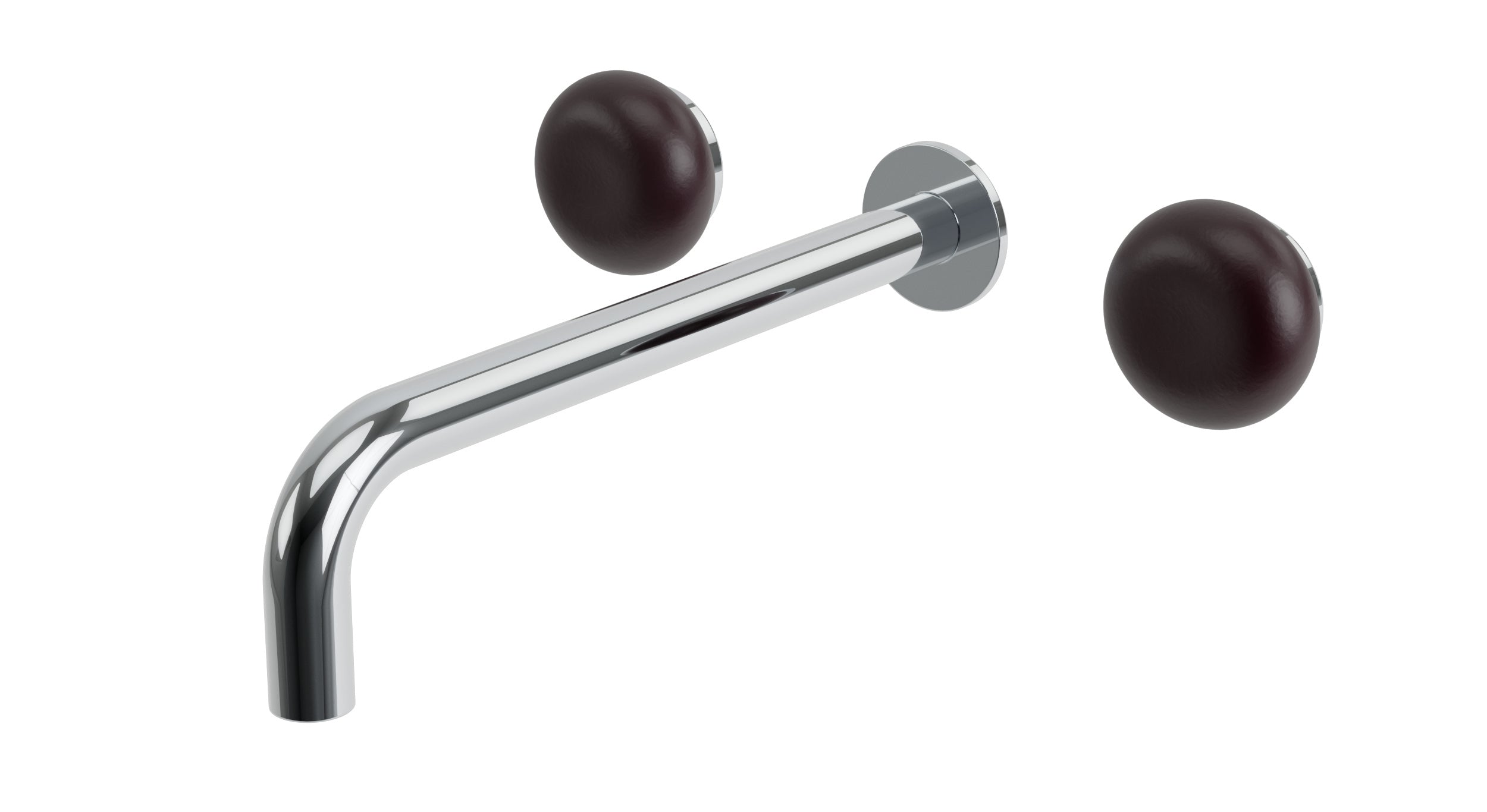 Foundry Two Handle Wall Mount 10" Lavatory Faucet with Pebble Ceramic Knob Handles in Polished Chrome