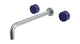 Foundry Two Handle Wall Mount 12" Lavatory Faucet with Groove Ceramic Knob Handles in Satin Chrome