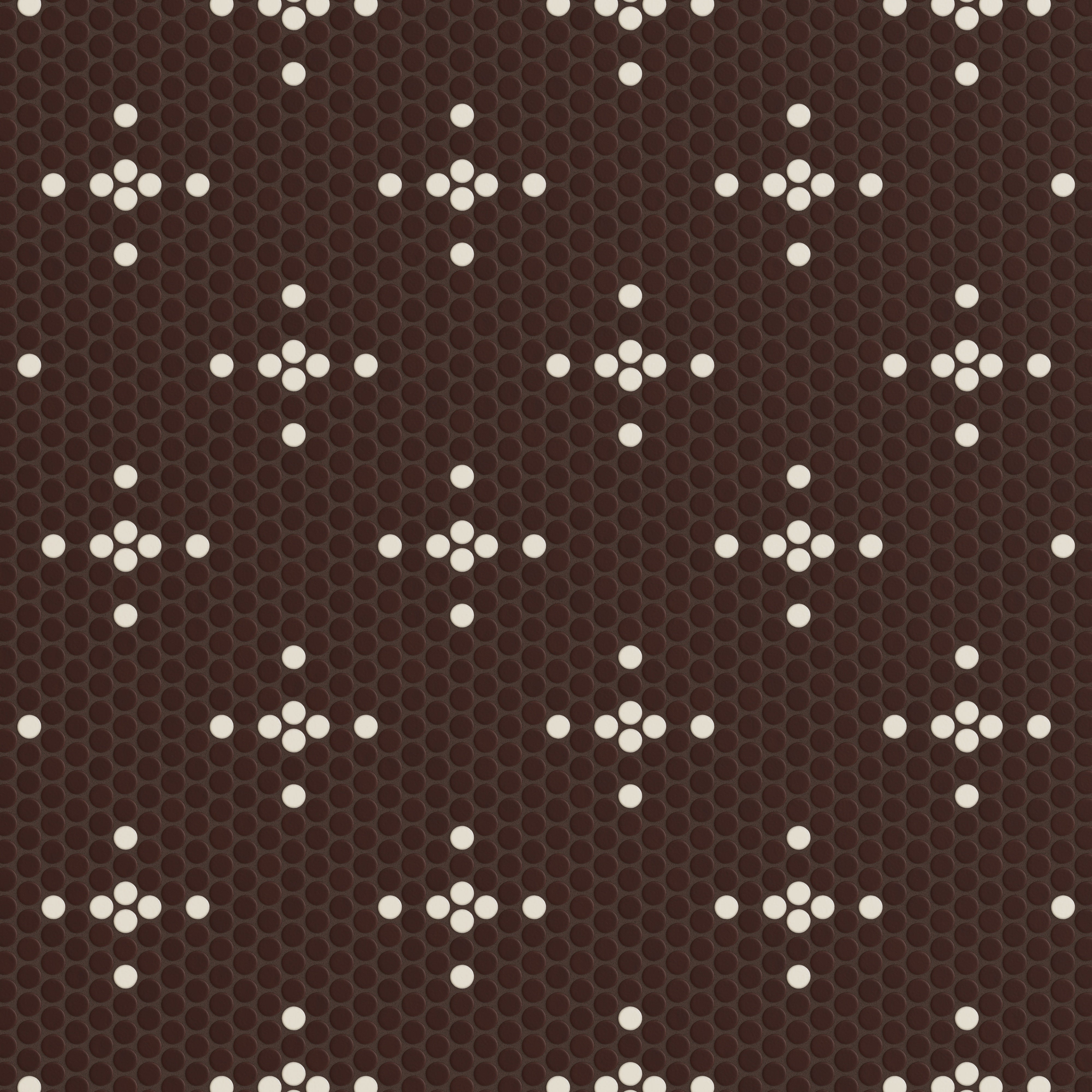 1" Penny Round Sparkle Sheeted Original Ceramic Tile in Garnet Matte & Sand Dune Matte