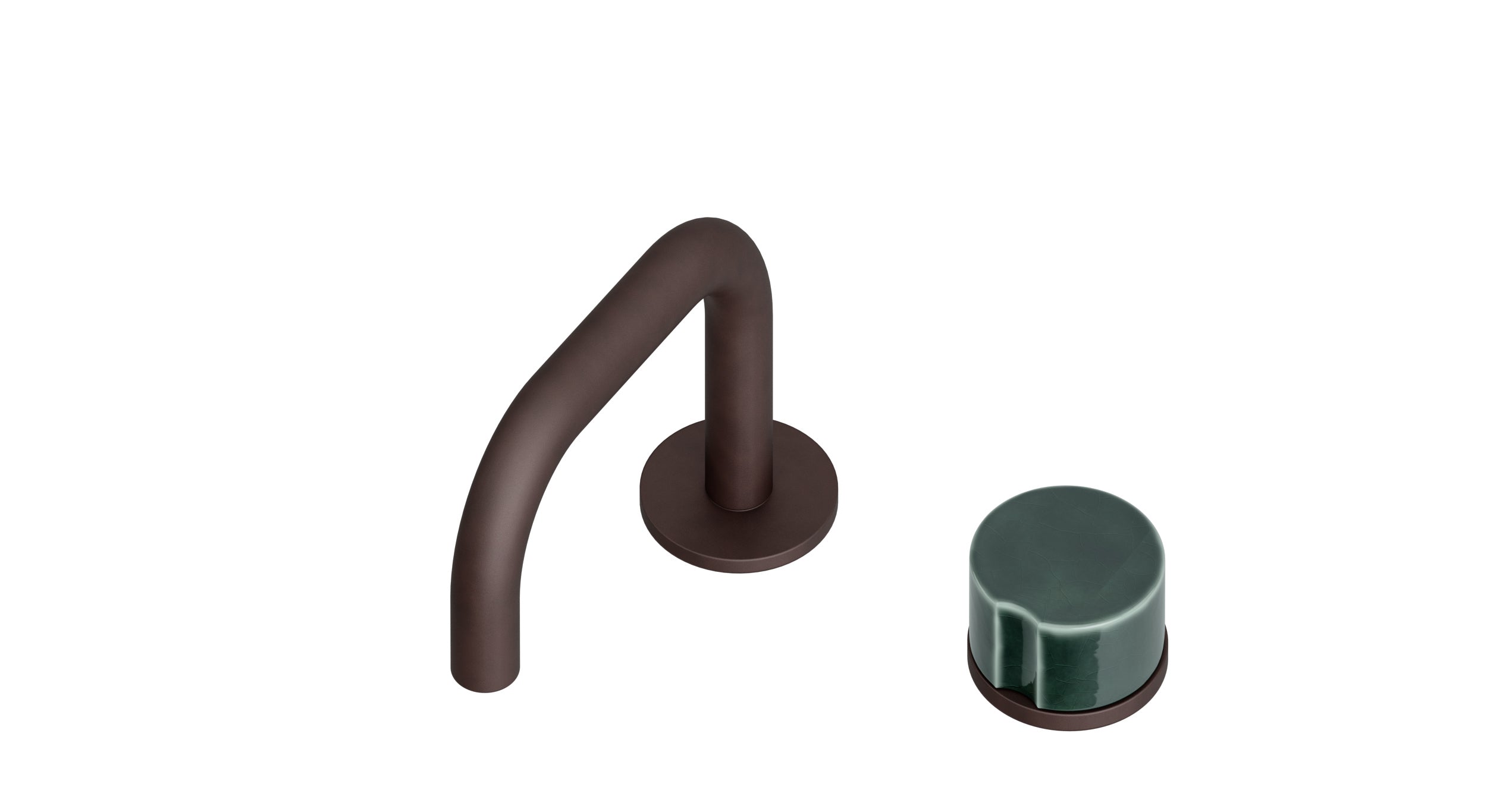 Foundry One Handle Deck Mount Squaretop Lavatory Faucet with Groove Ceramic Knob Handle in Architectural Copper