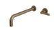 Flatiron One Handle Wall Mount 12" Lavatory Faucet with Linear Lever Handle in Antique Brass