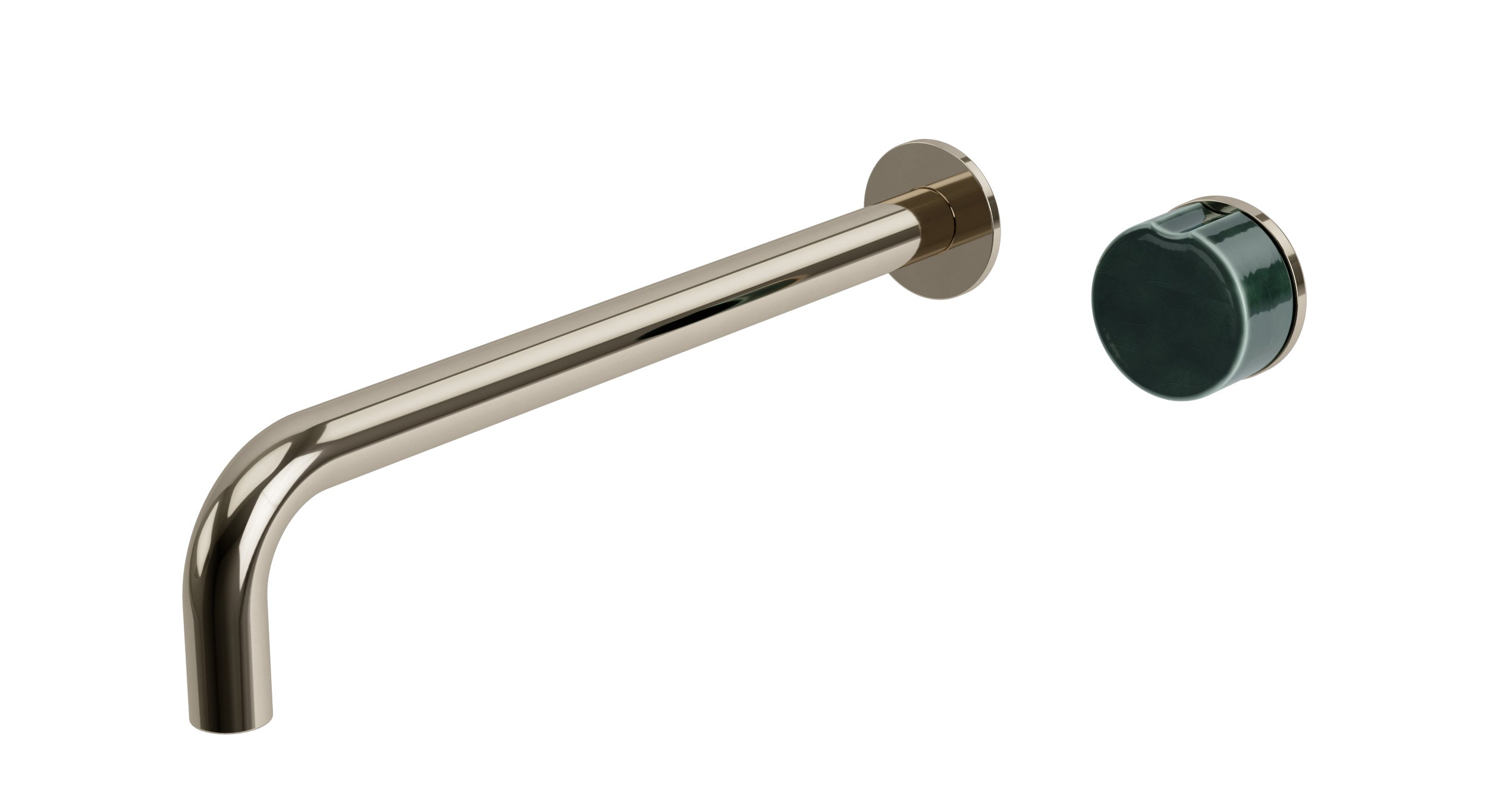 Foundry One Handle Wall Mount 12" Lavatory Faucet with Pebble Ceramic Knob Handle in Polished Nickel