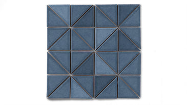 3" Triangle Sheeted - Quadrant Original Ceramic Mosaic Tile in Slate Blue Gloss
