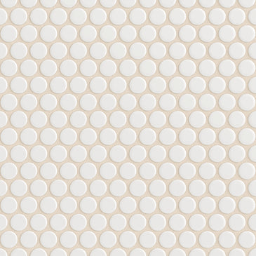 Penny Round Sheeted Original Ceramic Mosaic Tile in Calcite Gloss