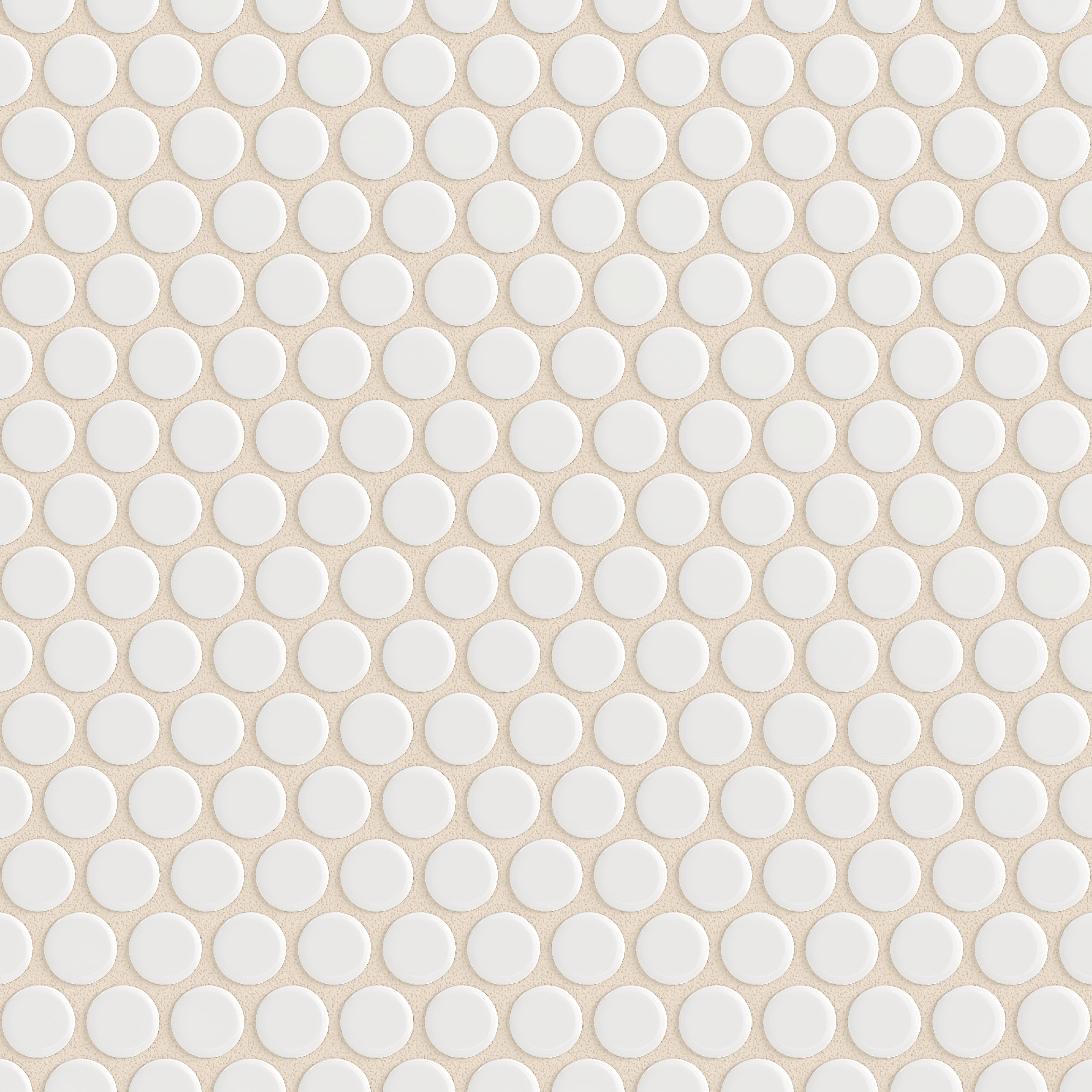 Penny Round Sheeted Original Ceramic Mosaic Tile in Calcite Gloss