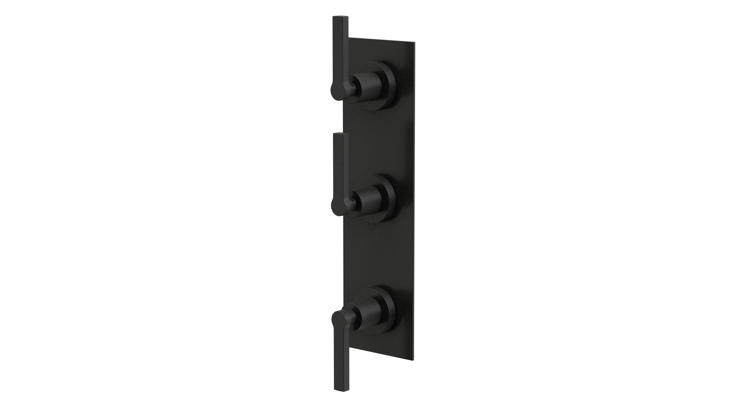 Flatiron Three Handle Wall Mount Shower Trim with Linear Lever Handles in Blackened Nickel
